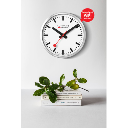 Reloj de pared Mondaine Stop2go WIFI (25cm)